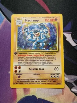 Pokemon TCG Machamp Base Set 1st Edition Holo Rare Unlimited Card 8/102 - Image 1