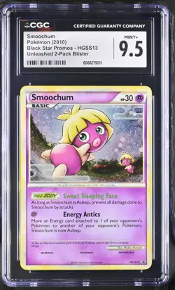 CGC 9.5 MINT+ Smoochum 2010 Black Star Promos HGSS13 Holo Pokemon Card - Image 1