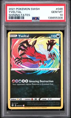 Pokemon Yveltal 046/072 Amazing Rare SWSH Shining Fates PSA 10 GEM MINT - Image 1