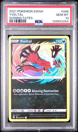 PSA 10 YVELTAL #46 Amazing Rare 2021 POKEMON SHINING FATES 046/072 - Image 1