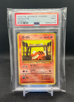 1998 Pokemon Japanese Vending Series III 3 #58 Growlithe PSA 9 - Image 1
