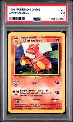 1999 POKEMON BASE SET UNLIMITED #24 CHARMELEON PSA 7 - Image 1