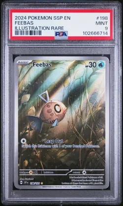 2024 POKEMON SSP EN-SURGING SPARKS ILLUSTRATION RARE #198 FEEBAS PSA 9 - Image 1