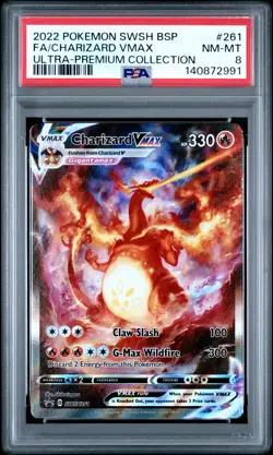 2022 POKEMON SWSH ULTRA-PREMIUM COLLECTION #261 FULL ART/CHARIZARD VMAX PSA 8 - Image 1