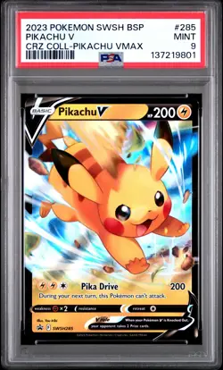 2023 POKEMON SWSH CROWN ZENITH COLLECTIONS PROMO #285 PIKACHU V PSA 9 - Image 1