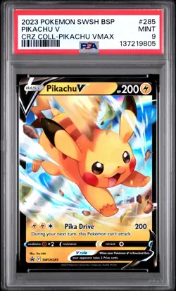 2023 POKEMON SWSH CROWN ZENITH COLLECTIONS PROMO #285 PIKACHU V PSA 9 - Image 1
