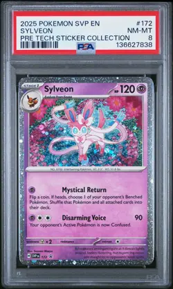 2025 POKEMON SVP PRISMATIC EVOLUTIONS TECH STICKER COLLECTION SYLVEON PSA 8 - Image 1