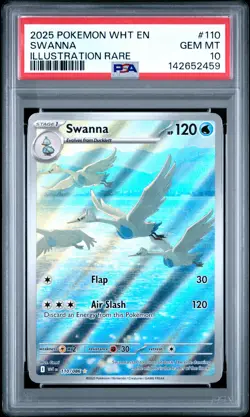 2025 POKEMON WHT EN-WHITE FLARE ILLUSTRATION RARE #110 SWANNA PSA 10 - Image 1