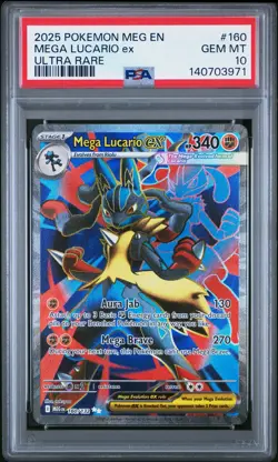 2025 POKEMON MEG EN-MEGA EVOLUTION ULTRA RARE #160 MEGA LUCARIO EX PSA 10 - Image 1