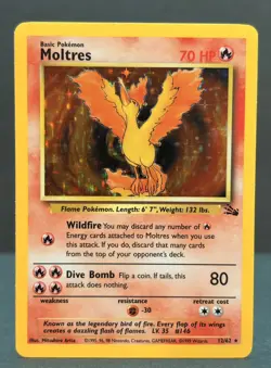 Pokemon Fossil Moltres Holo - Lightly Played LP - Original Vintage 12/62 - Image 2