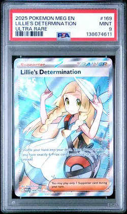 2025 POKEMON MEG EN-MEGA EVOLUTION ULTRA RARE #169 LILLIE'S DETERMINATION PSA 9 - Image 1