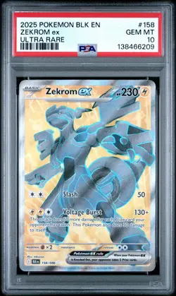 2025 POKEMON BLK EN-BLACK BOLT ULTRA RARE #158 ZEKROM EX PSA 10 - Image 1