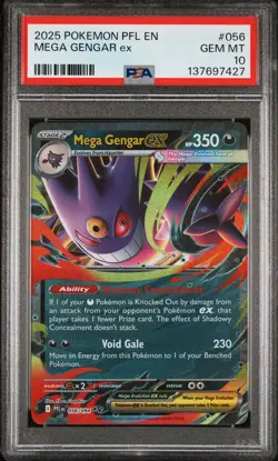 2025 POKEMON PFL EN-PHANTASMAL FLAMES #056 MEGA GENGAR EX PSA 10 - Image 1