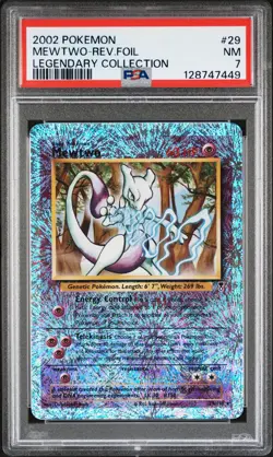 2002 POKEMON LEGENDARY COLLECTION #29 MEWTWO-REVERSE FOIL PSA 7 - Image 1