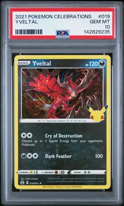 2021 POKEMON CELEBRATIONS #019 YVELTAL PSA 10 - Image 1