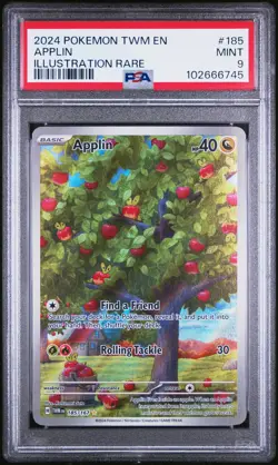 2024 POKEMON TWM EN-TWILIGHT MASQUERADE ILLUSTRATION RARE #185 APPLIN PSA 9 - Image 1