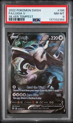 2022 POKEMON SWORD & SHIELD SILVER TEMPEST #186 FULL ART/LUGIA V PSA 8 - Image 1