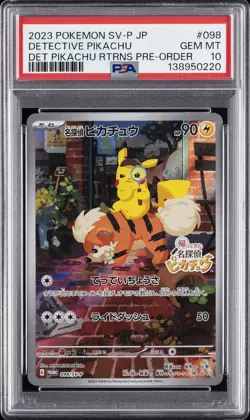 2023 POKEMON JPN SV-P PROMO #098 DETECTIVE PIKACHU PSA 10 - Image 1