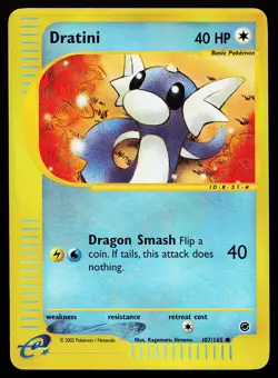 Dratini 107/165 Common Reverse Holo Expedition Pokemon Card creased - Image 1