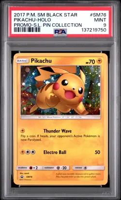 2017 POKEMON SM BLACK STAR PROMO SHINING LEGENDS PIN COLL PIKACHU-HOLO PSA 9 - Image 1