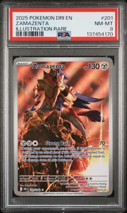 2025 POKEMON DRI EN-DESTINED RIVALS ILLUSTRATION RARE #201 ZAMAZENTA PSA 8 - Image 1