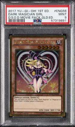 2017 YU-GI-OH! THE DARK SIDE 1ST EDITION #ENG56 DARK MAGICIAN GIRL PSA 9 - Image 1