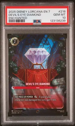 2025 DISNEY LORCANA EN 7-ARCHAZIA'S ISLAND ENCHANTED DEVIL'S EYE DIAMOND PSA 10 - Image 1
