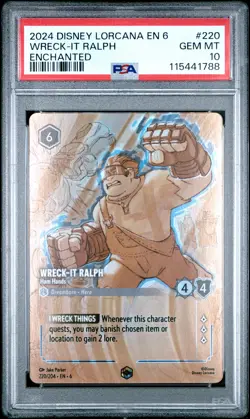 2024 DISNEY LORCANA EN 6-AZURITE SEA ENCHANTED WRECK-IT RALPH HAM HANDS PSA 10 - Image 1