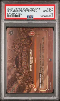 2024 DISNEY LORCANA EN 6-ENCHANTED SUGAR RUSH SPEEDWAY - FINISH LINE PSA 10 - Image 1