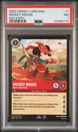 2022 DISNEY LORCANA PROMO D23 EXPO #1 MICKEY MOUSE BRAVE LITTLE TAILOR PSA 7 - Image 1