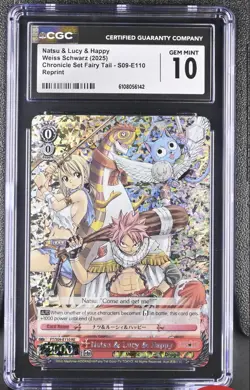 Weiss Schwarz NATSU & LUCY & HAPPY Fairy Tail 110 RE ENGLISH CGC 10 Gem Mint - Image 1