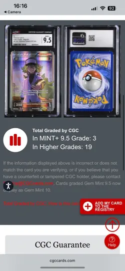 Pokemon TCG 2017 N Alt Art 105a/124 XY Fates Collide CGC 9.5 LOW POP OF 3 RARE - Image 3