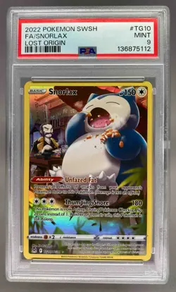Snorlax 2022 Pokemon SWSH Lost Origin Full Art Trainer Gallery TG10/TG30 PSA 9 - Image 1