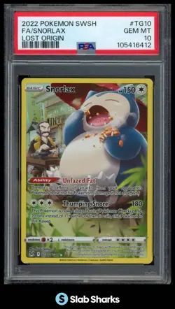 2022 POKEMON SWSH LOST ORIGIN #TG10/TG30 SNORLAX FULL ART TRAINER GALLERY PSA 10 - Image 1