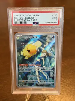 POKEMON 2025 EN-DESTINED RIVALS ILLUSTRATION RARE MISTY'S PSYDUCK 193/182 PSA 9 - Image 1