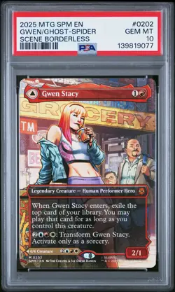 2025 MTG MARVEL'S SPIDER-MAN SCENE BORDERLESS GHOST-SPIDER/GWEN STACY PSA 10 - Image 1