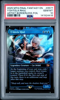 2025 MTG FINAL FANTASY ARTIST BORDERLESS-FOIL #0577 Y'SHTOLA RHUL PSA 10 - Image 1