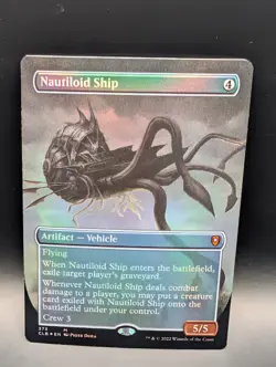 MTG - Nautiloid Ship - FOIL BORDERLESS - Artifact Vehicle- CLB #373 - Mythic - Image 1