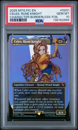 2025 MTG FINAL FANTASY COMMANDER BORDERLESS CELES RUNE KNIGHT PSA 10 - Image 1