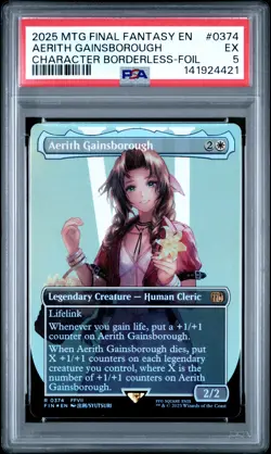 2025 MTG FINAL FANTASY CHARACTER BORDERLESS-FOIL #0374 AERITH GAINSBOROUGH PSA 5 - Image 1