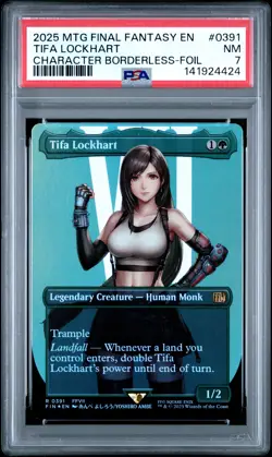 2025 MTG FINAL FANTASY CHARACTER BORDERLESS-FOIL #0391 TIFA LOCKHART PSA 7 - Image 1