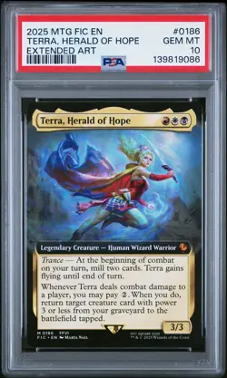 2025 MTG FINAL FANTASY COMMANDER EXTENDED ART #0186 TERRA, HERALD OF HOPE PSA 10 - Image 1