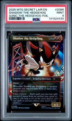 2025 MTG SECRET LAIR DROP SONIC: FRIENDS & FOES-FOIL SHADOW THE HEDGEHOG PSA 9 - Image 1