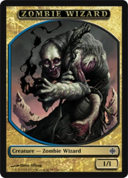 Magic MTG - Zombie Wizard Token - Alara Reborn - LP - Image 1