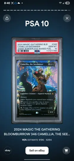 PSA 10 Camellia, the Seedmiser (Borderless) (Raised Foil) Bloomburrow Foil - Image 1