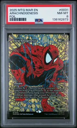 2025 MTG MARVEL'S SPIDER-MAN: SOURCE MATERIAL FOIL #0031 ARACHNOGENESIS PSA 8 - Image 1