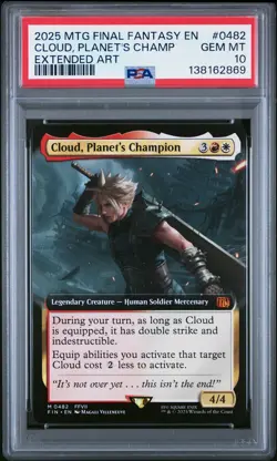 2025 MTG FINAL FANTASY EXTENDED ART #0482 CLOUD PLANET'S CHAMPION PSA 10 - Image 1