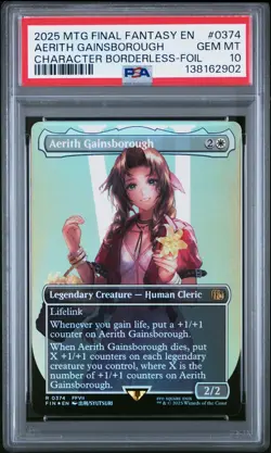 2025 MTG FINAL FANTASY CHARACTER BORDERLESS-FOIL AERITH GAINSBOROUGH PSA 10 - Image 1
