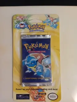 1999 WOTC Pokemon Base Set Sealed Booster Blister Pack Blastoise - Image 1
