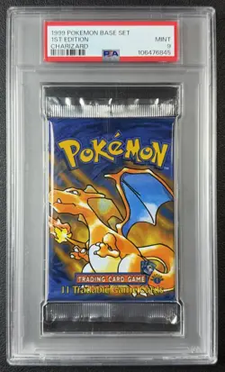1999 POKEMON BASE SET 1ST EDITION FACTORY SEALED PACK PSA 9 MINT CHARIZARD - Image 1